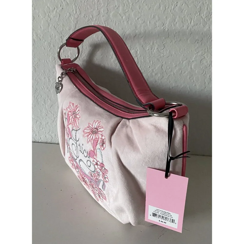 Juicy Couture Juicy In Bloom Hobo Shoulder Bag Purse Powder Blush‎ Pink Floral